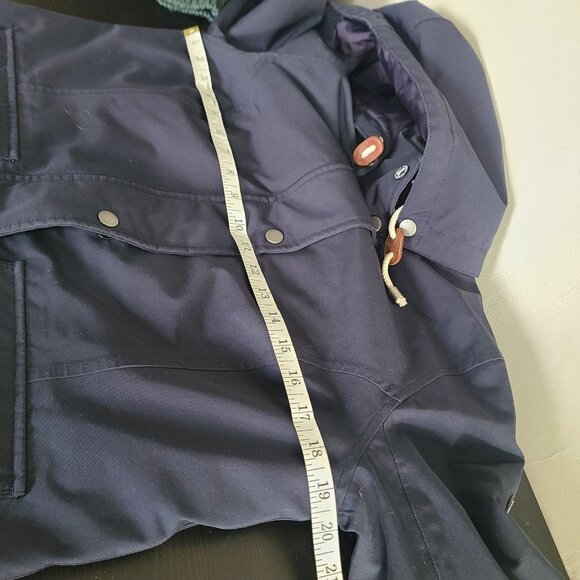 Barbour Beacon Rief Navy Wax Waterproof Hooded Country Rain Coat Jacket US Sz 6 - Picture 8 of 8